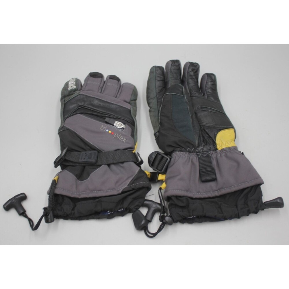 SWANY Mens Tri Plex Snow Black Leather Poly Lining Gloves Ski Motorcycle MEDIUM